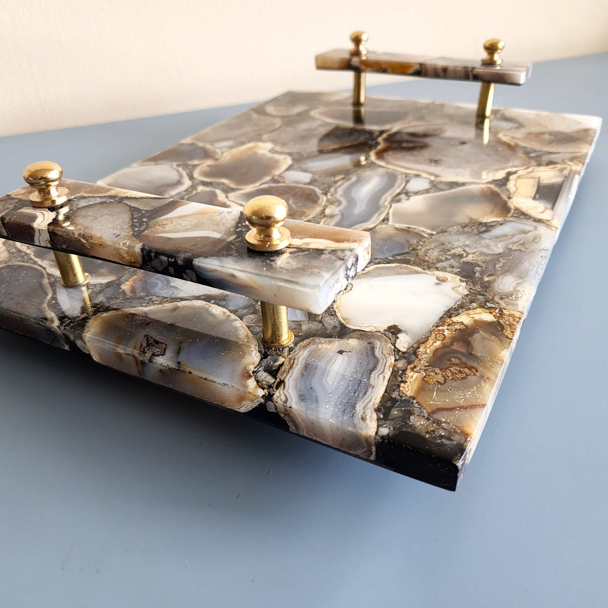 Brown Agate Vanity Tray | Large Charcuterie Board | Farmhouse Coffee T