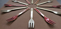 White and Red Cake Fork Set - Dessert Fork - Gold Appetizer Forks - Hand enameled in Christmas Colors -  Cake Fork - Housewarming Gift