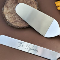 Personalized Wedding Cake Knife and Server Set - Custom Cake Knife and Cake Shovel Set - Rose Gold Wedding Cake Set - Feather Cake Server