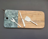 Unique Personalized Cheese Knife Set - Mother of Pearl Inlay handles - Shiny Silver Blades -  Charcuterie Board Essentials - Gift Boxed