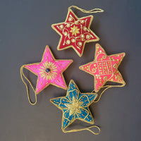 Christmas Star Decoration - 4 assorted Tree Decorations - Quilted Christmas Ornament -  Personalized Stocking Stuffer - Star Felt Ornaments
