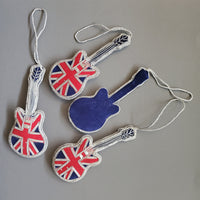 Christmas Decoration Union Jack Guitar - Intricate Tree Decorations - Quilted Christmas Ornament -  Personalized Stocking Stuffer - Ornament