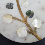 Marble Charcuterie Board - Serving Platter with Abalone shell and Mother-of-pearl inlay - Personalized Brass Cheese Knives with MOP inlay