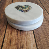 Marble Coaster Set with Abalone Shell work - Marble Coasters Valentine Gift - Heart Coaster Set - Abalone Coasters - Wedding Favors Coasters