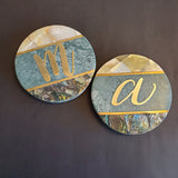 Personalized Marble Coaster Set - Abalone Coasters - Marble Coasters Valentine Gift - Mother of Pearl Coaster Set - Custom Wedding Favors