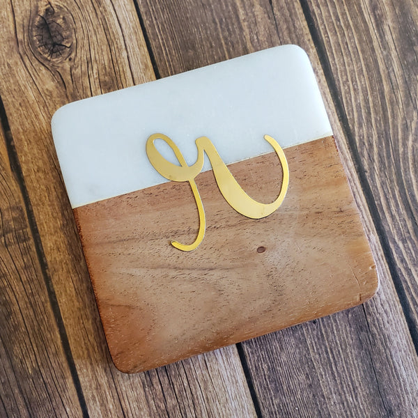 Square Initial - Wooden Coasters