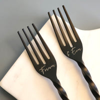 Custom Wedding Cake Forks - Black Wedding Flatware - Engraved Wedding Forks - I Do Me Too - Bridal Shower Gifts - Wedding Keepsake -Gift Box