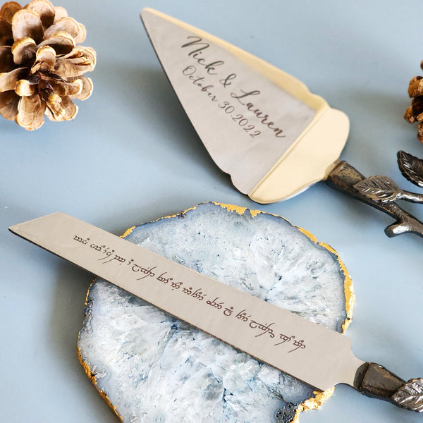 Rose Gold Wedding Cake Knife - Personalized Wedding Cake Cutter - Engr –  Gibb & Daan