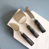 3 Piece Cheese Knife Set - Antique Finish Handles - Matte Silver Blades - Artisan Handmade - Gift Boxed